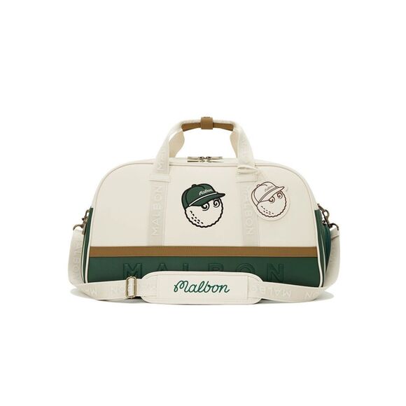 Malbon Golf Green White Travel Duffle Bag Weekender Carry-On Shoulder Strap - Picture 4 of 10